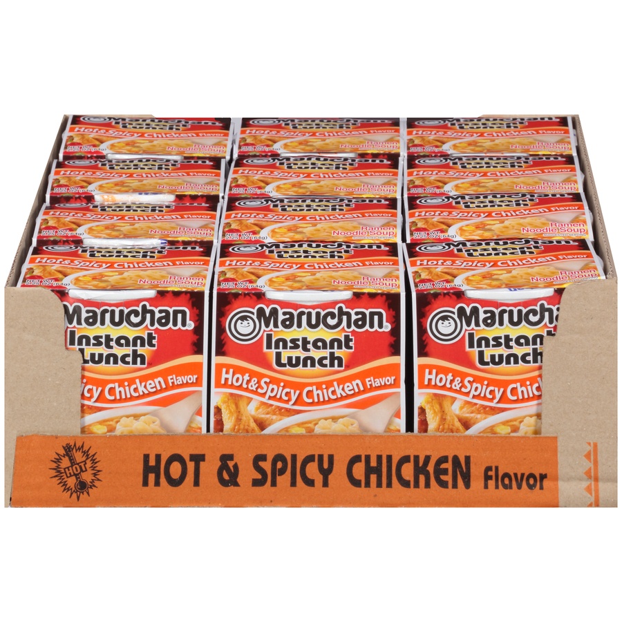 slide 1 of 8, Maruchan Instant Lunch Hot & Spicy Chicken Flavor Ramen Noodle Soup, 12 ct; 2.25 oz