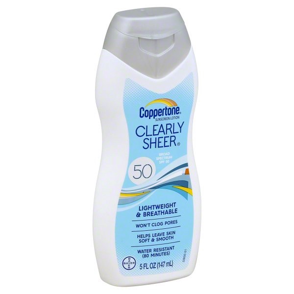 slide 1 of 1, Coppertone Sunscreen Lotion - Clearly Sheer Lightweight & Breathable Spf 50, 5 fl oz