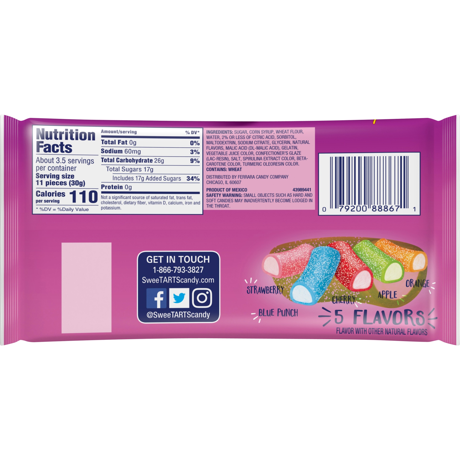 slide 6 of 8, SweeTARTS Ropes Bites Candy Share Pack, 3.5 oz