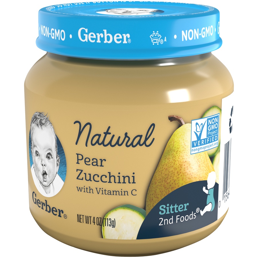 slide 7 of 8, Gerber 2nd Foods Natural Pear Zucchini Baby Food, 4 oz