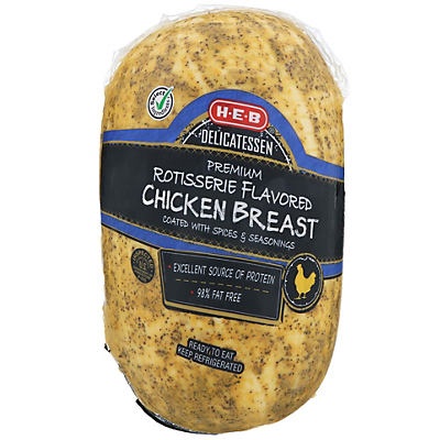 slide 1 of 1, H-E-B Select Ingredient Rotisserie Flavored Chicken Breast, Sliced, per lb