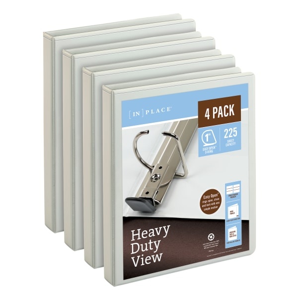 slide 1 of 1, Office Depot Brand Heavy-Duty D-Ring View Binder, 1'' Rings, White, 4/Pack, 1 ct