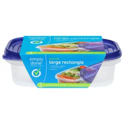 Simply Done 76 Fl Oz Snap-Top Rectangle Large Containers & Lids 2 Each