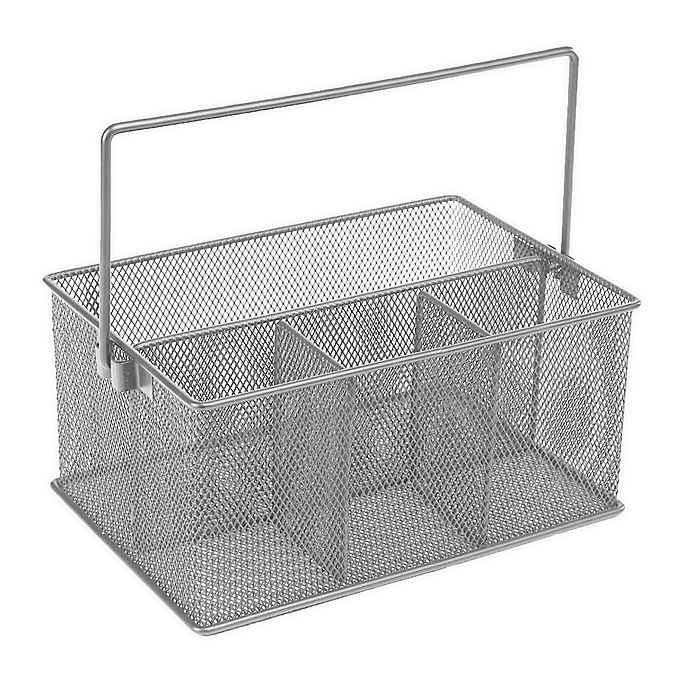 slide 1 of 7, Mind Reader Mesh Desk Organizer Basket/Utensil Caddy - Grey, 1 ct