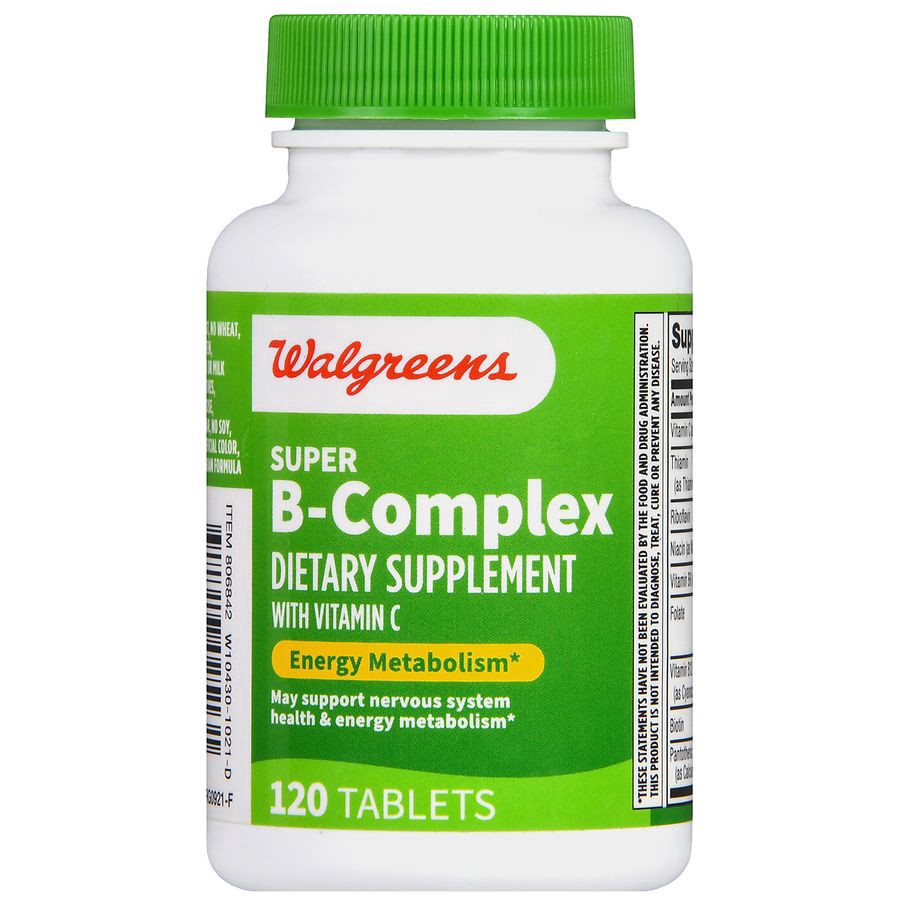 slide 4 of 5, Walgreens Super B-Complex with Vitamin C, 120 ct