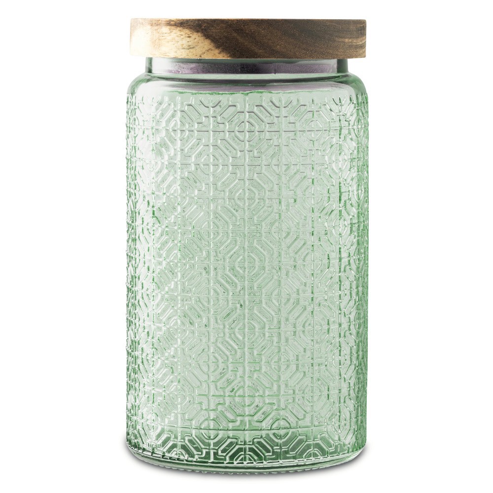 slide 2 of 3, Core Kitchen Acacia & Glass Storage Jar - Misty Marsh, 23.7 oz