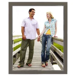 Malden Linear Metal 8" x 10" Matted Silver with Shiny Silver Border Picture Frame