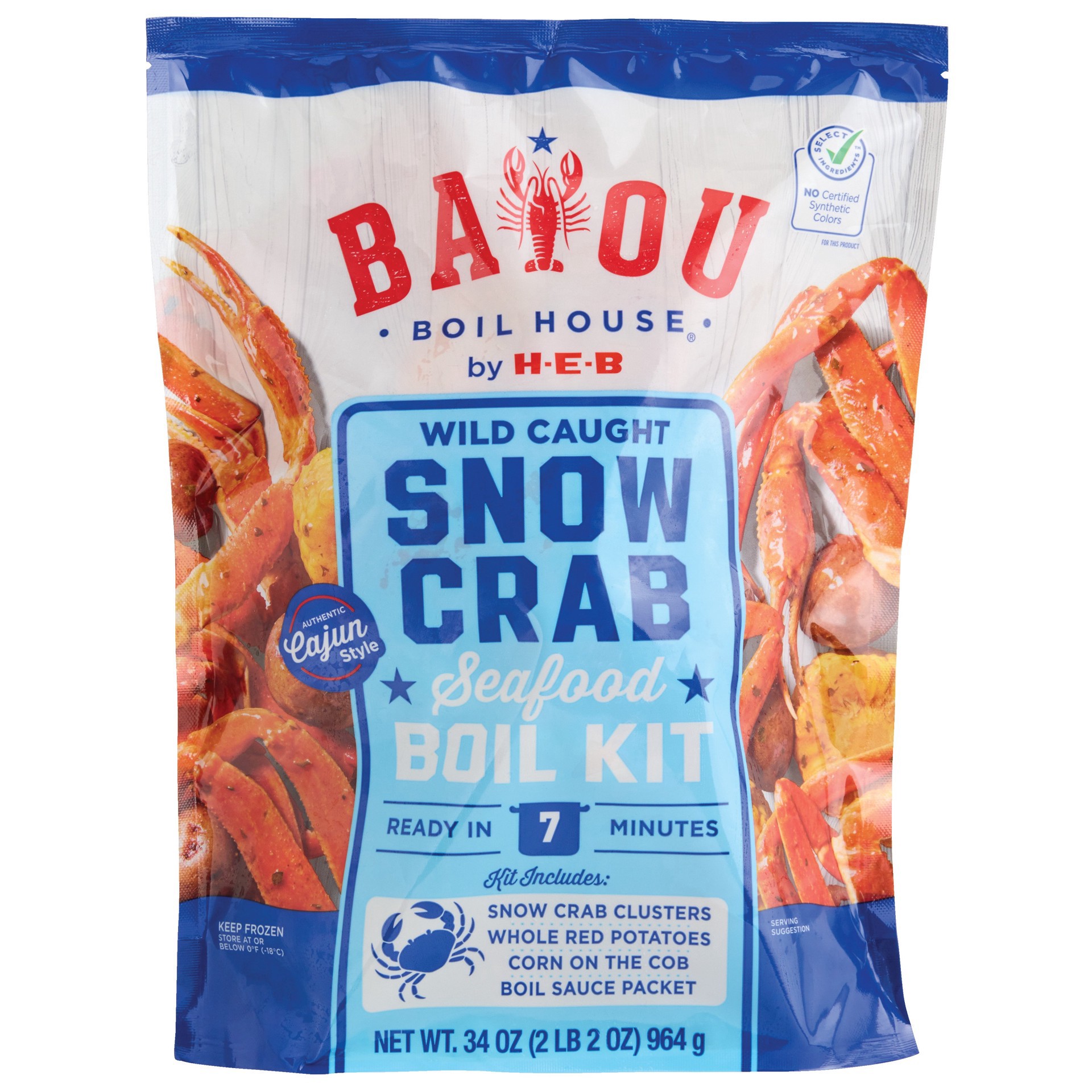 slide 1 of 1, Bayou Boil House by H-E-B Wild Caught Snow Crab Seafood Boil Kit, 34 oz