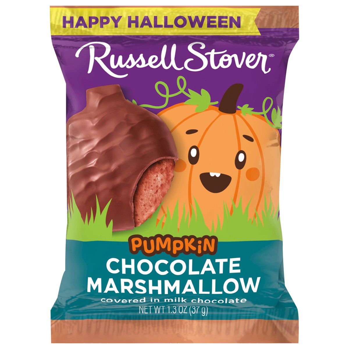 slide 1 of 8, RUSSELL STOVER Halloween Milk Chocolate Chocolate Marshmallow Pumpkin, 1.3 oz., 1.3 oz