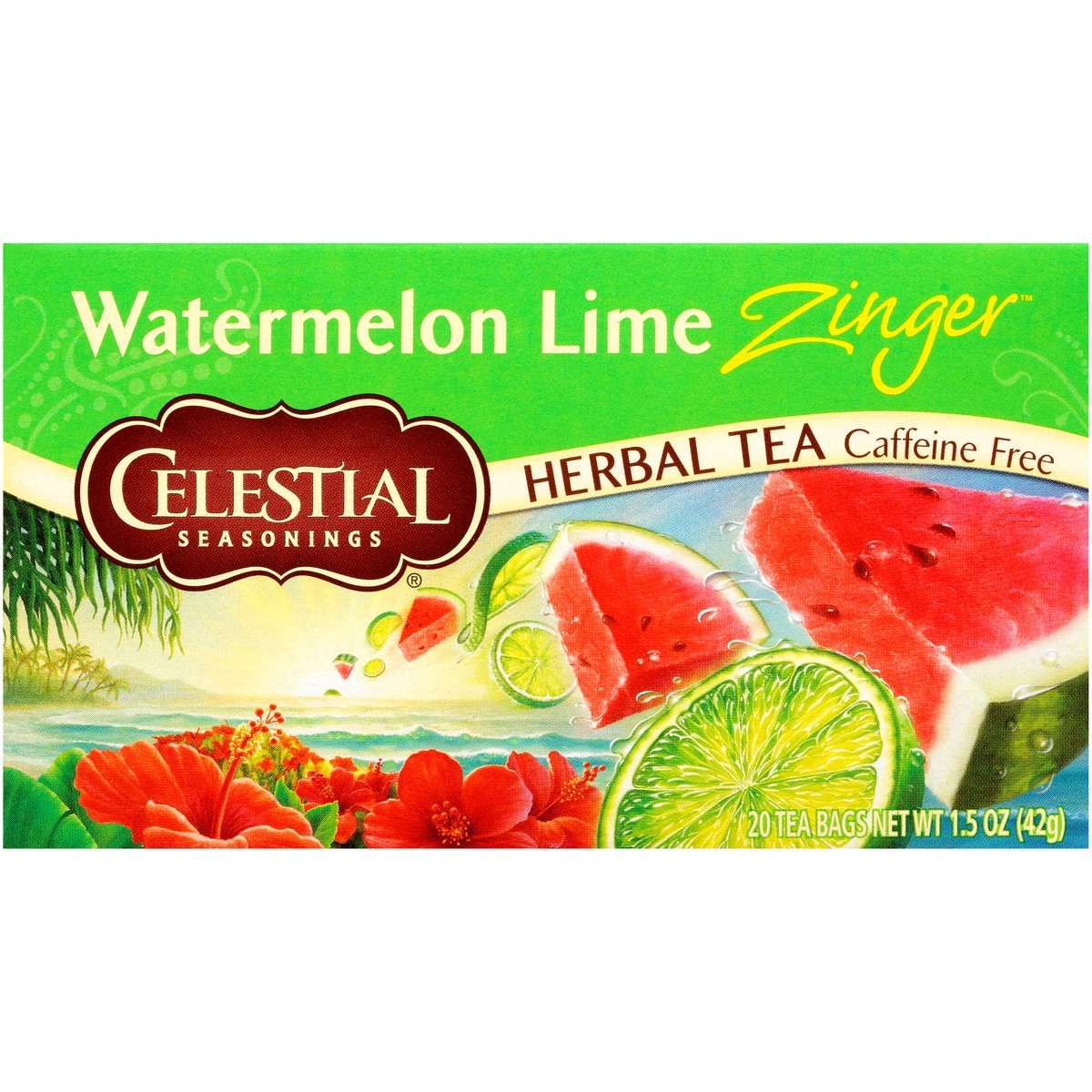 slide 5 of 8, Celestial Seasonings Watermelon Lime Zinger Caffeine Free Herbal Tea Bags 20 ct Box, 1.5 oz