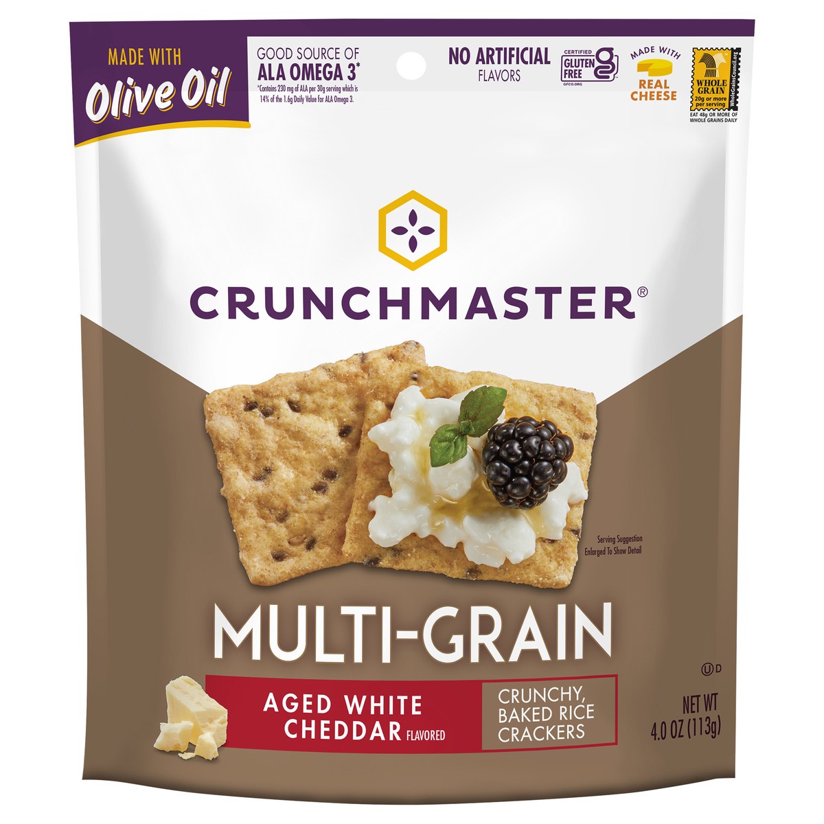 slide 1 of 1, Crunchmaster Multigrain White Cheddar Cracker, 1 ct
