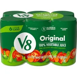 V8 Original 100% Vegetable Juice, 5.5 fl oz Can (Pack of 6)