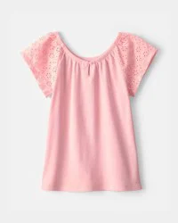 Carter's Girls Eyelet Top - Pink - Size 7