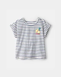 Carters Girls Lemon Striped Top - Blue/Ivory Multi 10