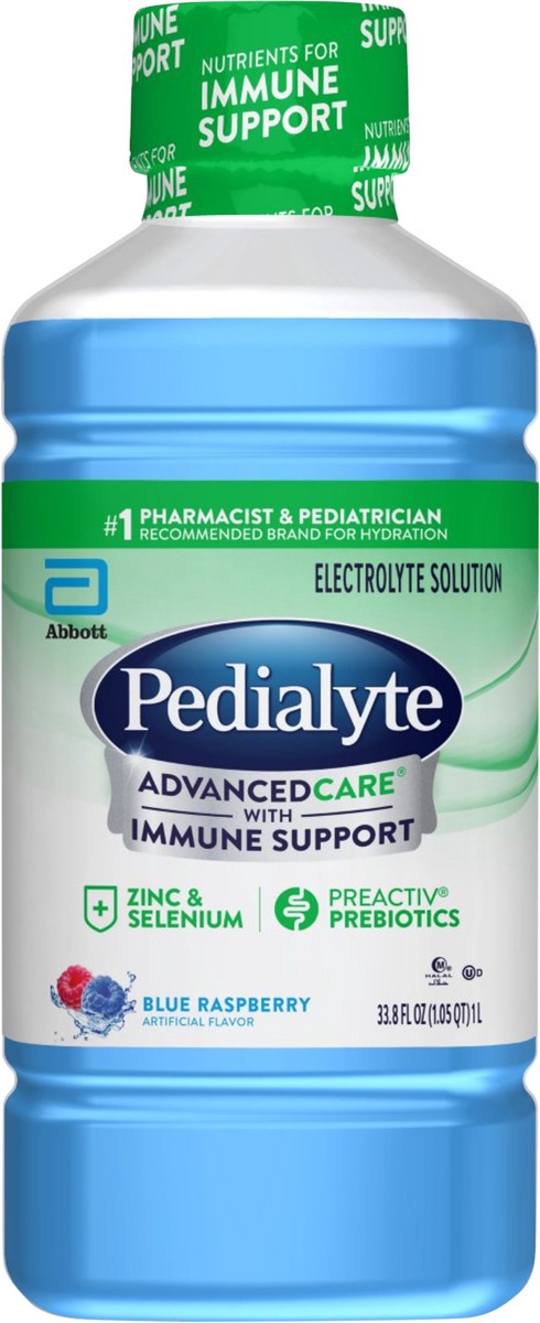 slide 5 of 5, Pedialyte Advanced Care Oral Electrolyte Solution Blue Raspberry 1l, 33.8 oz