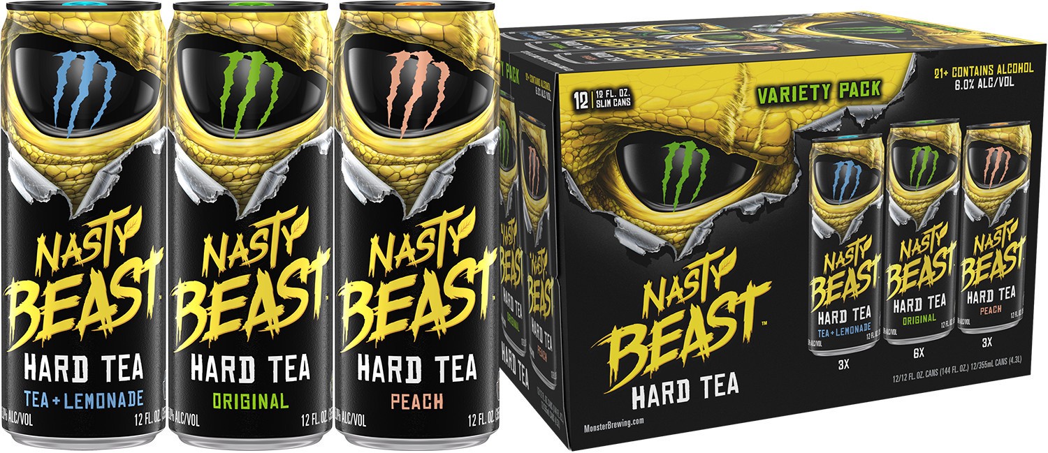 slide 1 of 4, Nasty Beast Hard Tea Variety Pack 12 Pack 12 fl oz Can, 12 oz