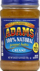 Adams Adam's 100% Natural Creamy Peanut Butter, 26 Oz. Jar