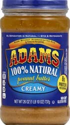 Adams Adam's 100% Natural Creamy Peanut Butter, 26 Oz. Jar