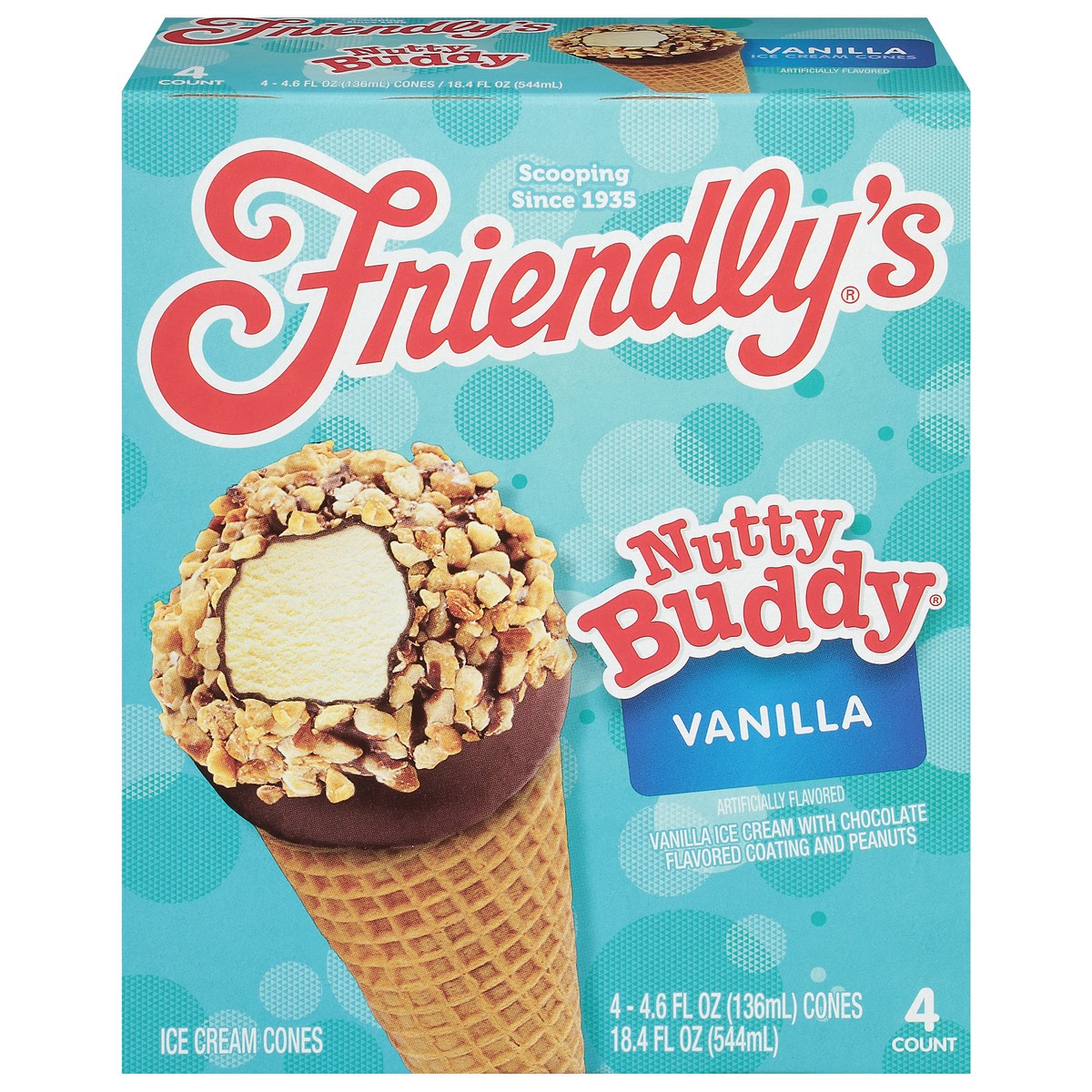 slide 1 of 9, Friendly's Nutty Buddy Vanilla Ice Cream Cones 4 - 4.6 fl oz Cones, 4 ct