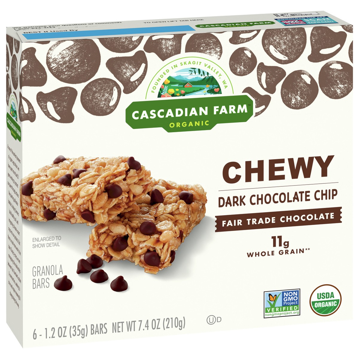 slide 4 of 14, Cascadian Farm Organic Chocolate Chip Chewy Granola Bars, 6 Bars, 7.4 oz, 6 ct