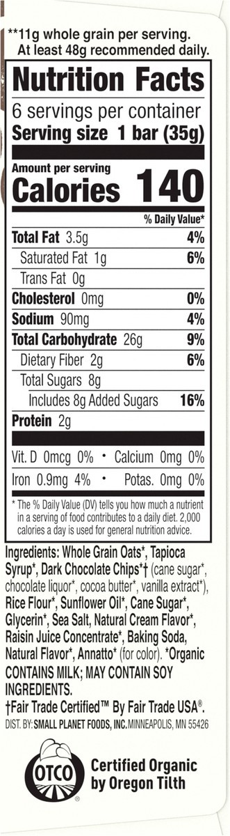 slide 6 of 14, Cascadian Farm Organic Chocolate Chip Chewy Granola Bars, 6 Bars, 7.4 oz, 6 ct