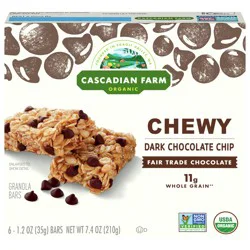 Cascadian Farm Organic Chocolate Chip Chewy Granola Bars, 6 Bars, 7.4 oz