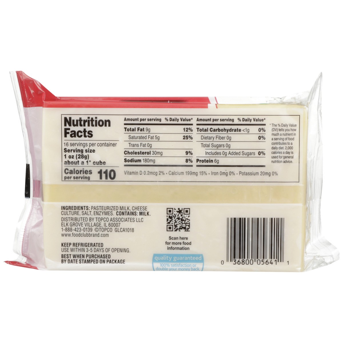 slide 9 of 9, Food Club New York Sharp White Cheddar Cheese, 1 ct