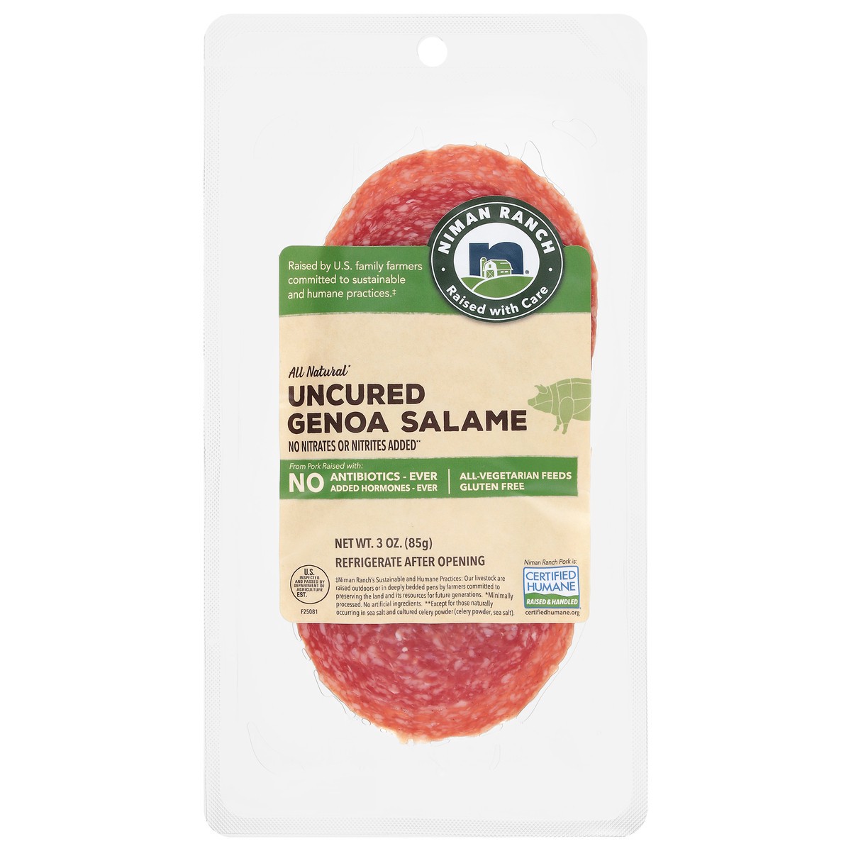 slide 1 of 13, Niman Ranch Uncured Genoa Salame 3 oz, 3 oz