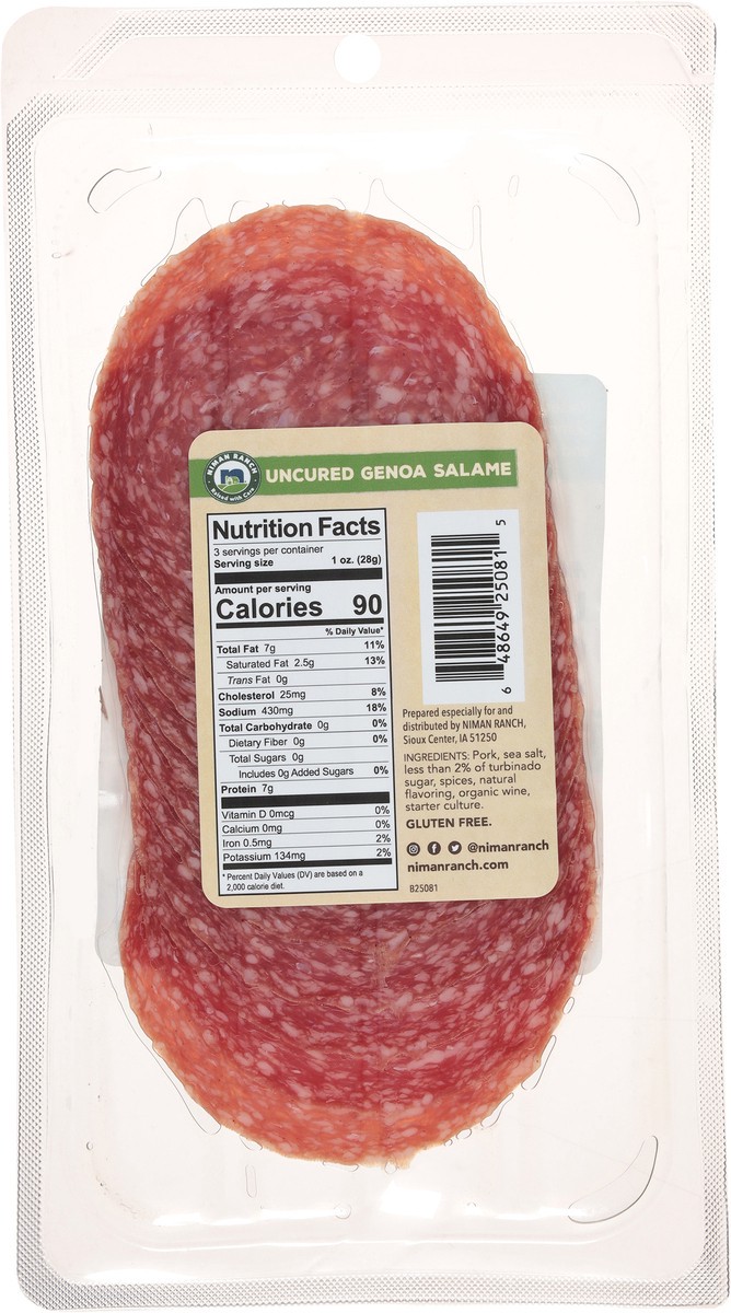 slide 5 of 13, Niman Ranch Uncured Genoa Salame 3 oz, 3 oz