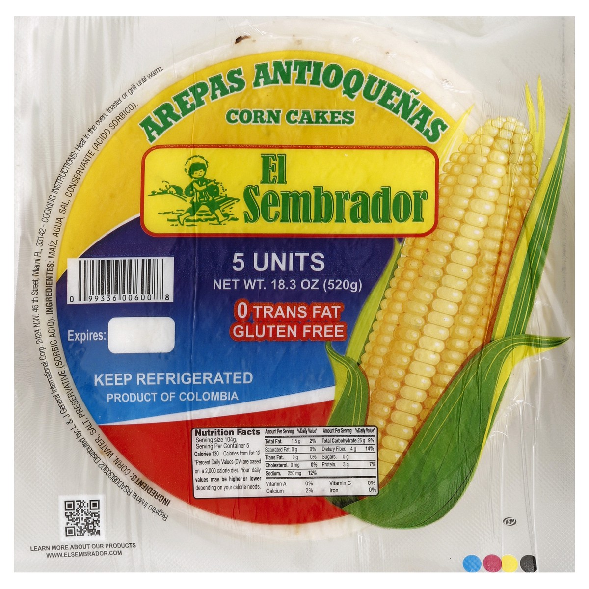 slide 4 of 6, El Sembrador Arepas AntioqueГ±as Corn Cakes, 1 ct