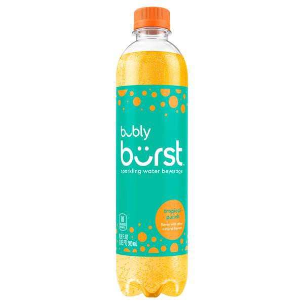 slide 1 of 1, bubly Burst Sparkling Water Beverage Tropical Punch - 16.9 fl oz, 16.9 fl oz