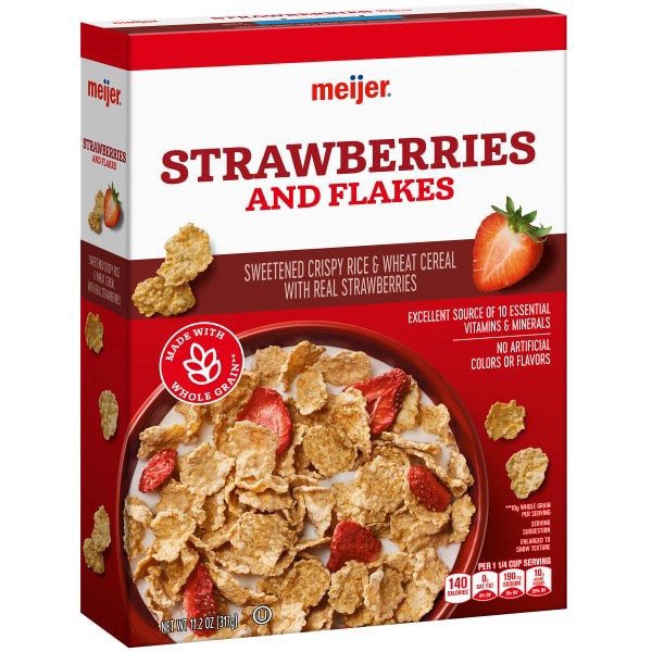 slide 4 of 29, Meijer Rice & Wheat Flakes with Strawberries, 11.2 oz