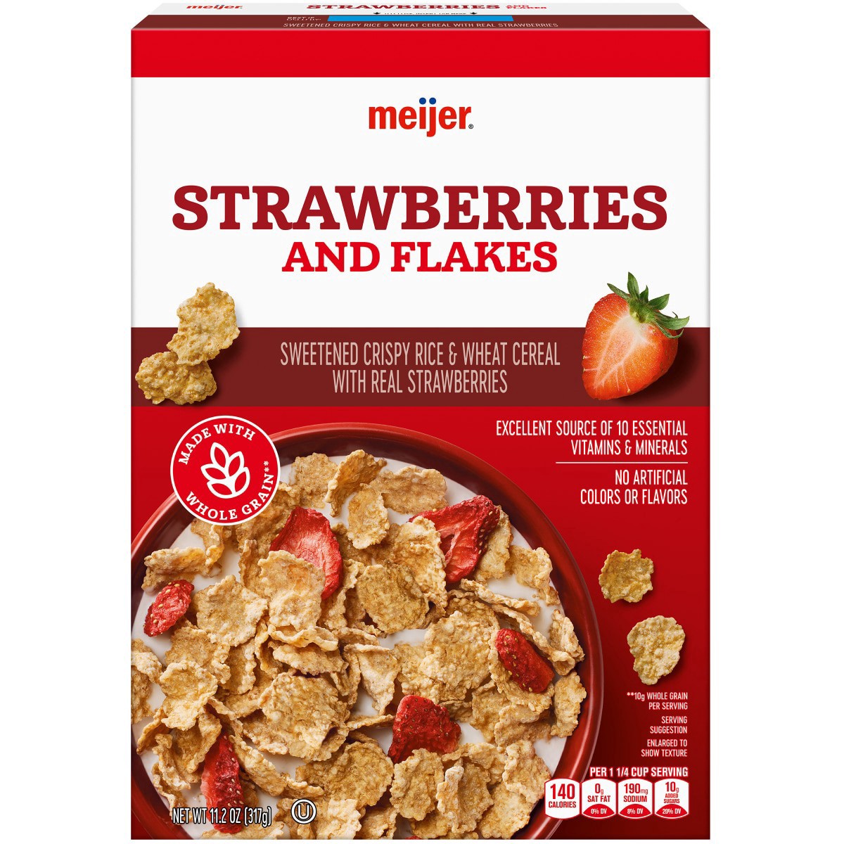 slide 1 of 29, Meijer Rice & Wheat Flakes with Strawberries, 11.2 oz