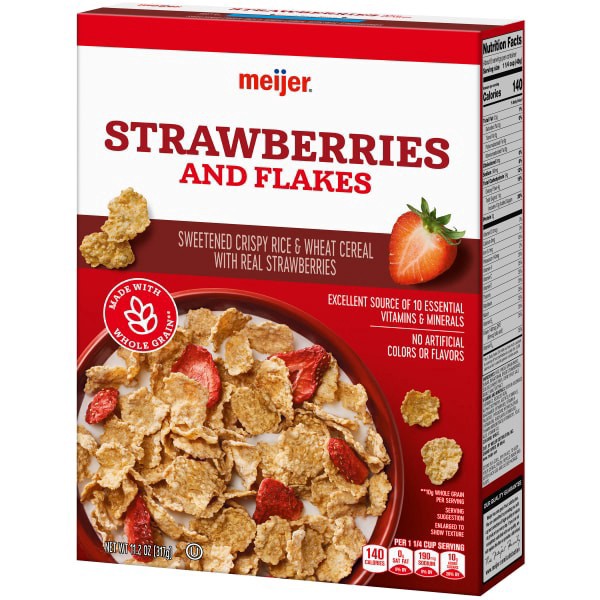 slide 8 of 29, Meijer Rice & Wheat Flakes with Strawberries, 11.2 oz