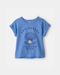 Carters Girls Seashell Top - Blue Blue 6-6X