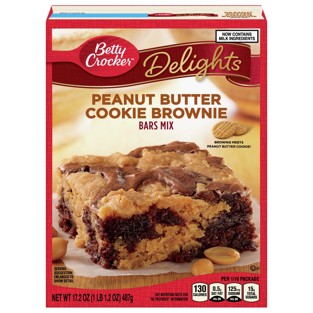 slide 1 of 9, Betty Crocker Delights Peanut Butter Cookie Brownie Bar Mix, 17.2 oz., 17.2 oz