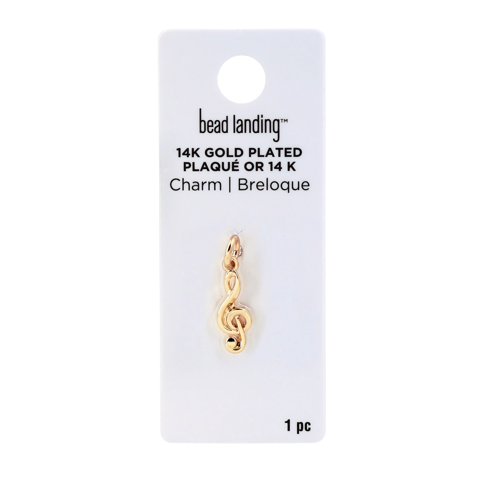 slide 3 of 4, 14k Gold Plated Treble Clef Charm By Bead Landing, 0.85 in x 0.24 in x 0.08 in