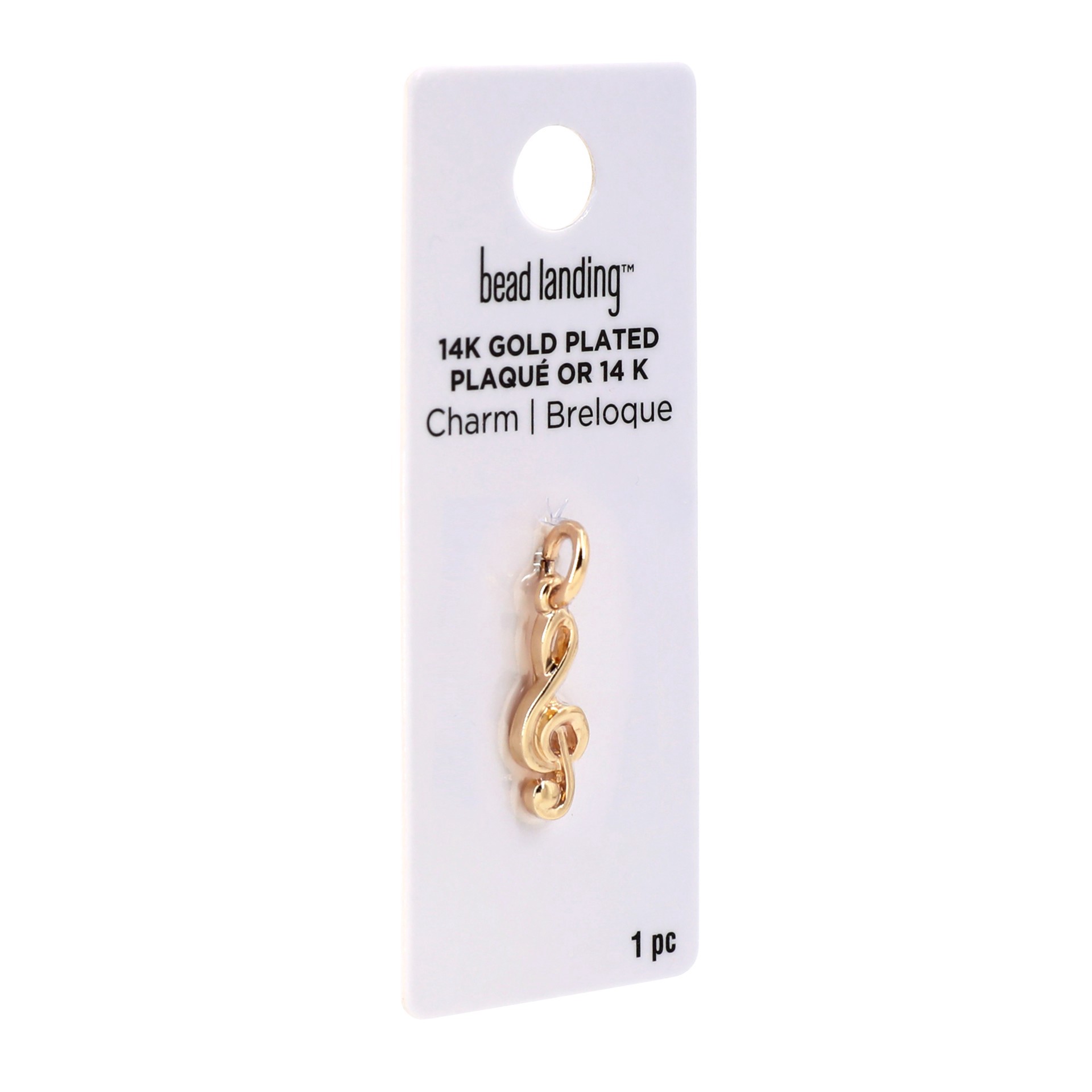 slide 4 of 4, 14k Gold Plated Treble Clef Charm By Bead Landing, 0.85 in x 0.24 in x 0.08 in