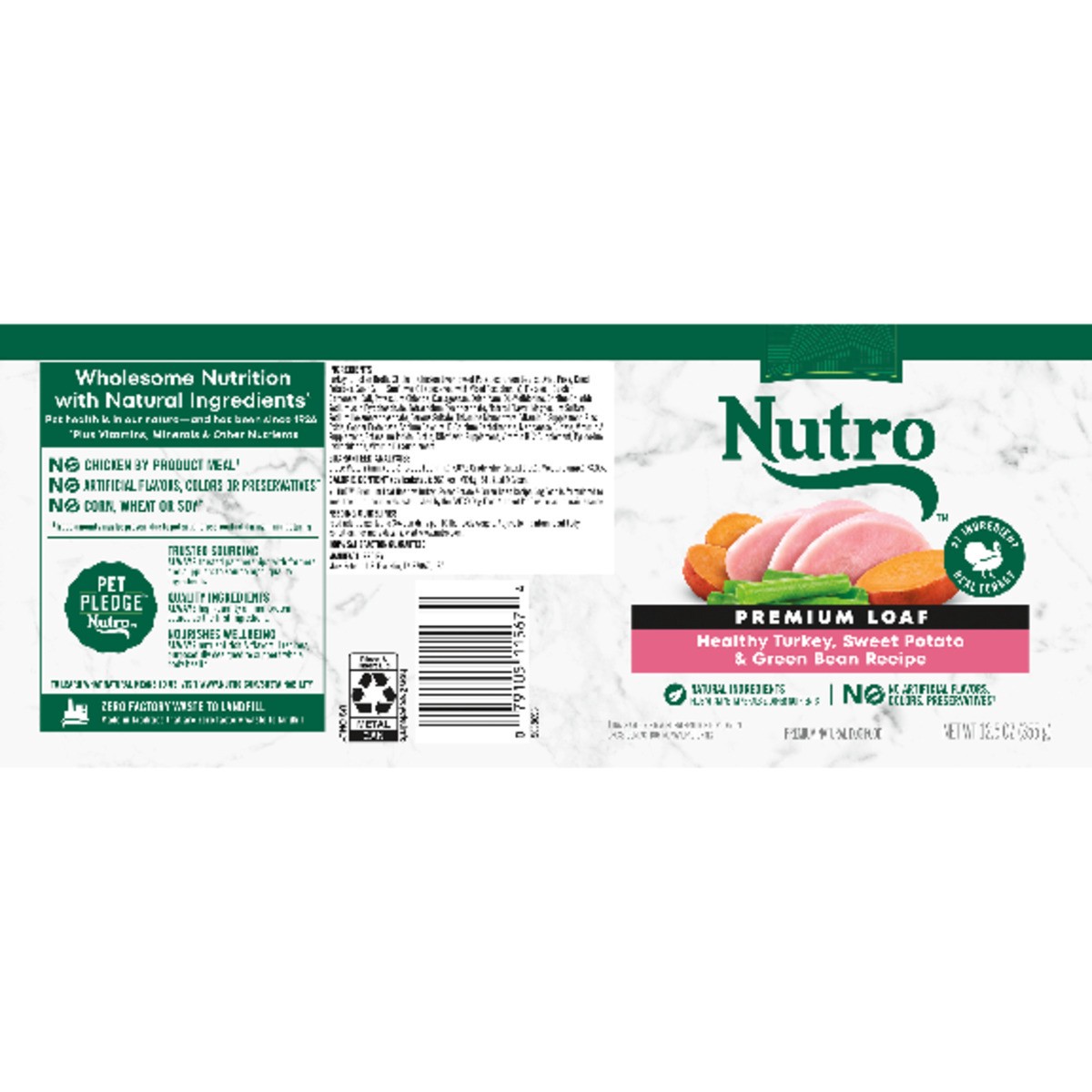 slide 2 of 17, Nutro Premium Loaf Healthy Turkey, Sweet Potato & Green Bean Recipe Dog Food 12.5 oz, 12.5 oz