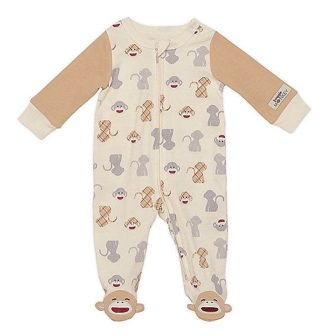 slide 1 of 1, Baby Starters Newborn Sock Monkey Sleep and Play Footie - Tan/Grey, 1 ct