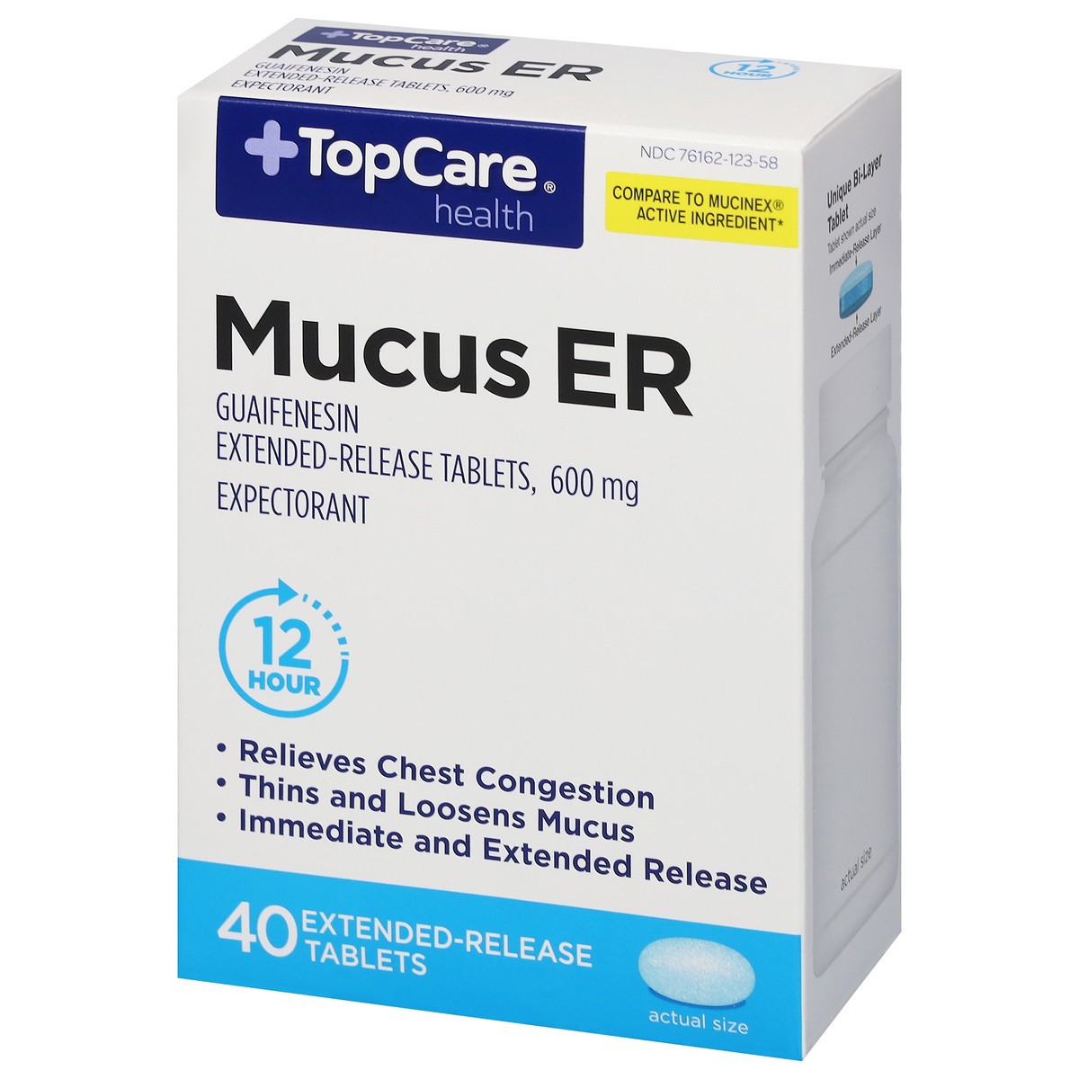slide 9 of 9, TopCare Health 600 mg Mucus ER 40 Tablets, 40 ct