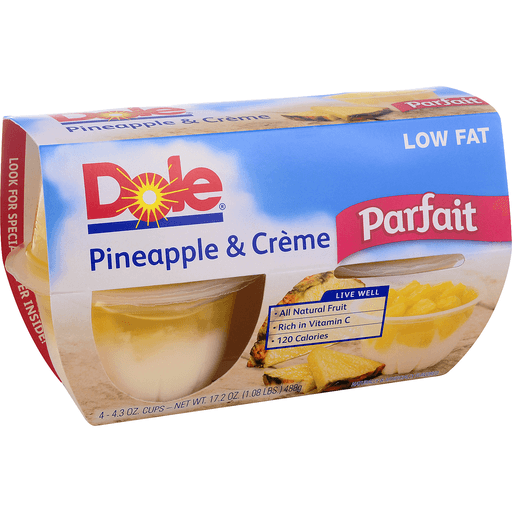 slide 2 of 8, Dole Pineapple & Cream Parfait Cups, 4 ct; 17.2 oz