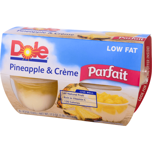 slide 3 of 8, Dole Pineapple & Cream Parfait Cups, 4 ct; 17.2 oz