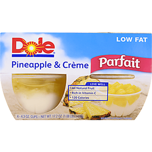 slide 4 of 8, Dole Pineapple & Cream Parfait Cups, 4 ct; 17.2 oz