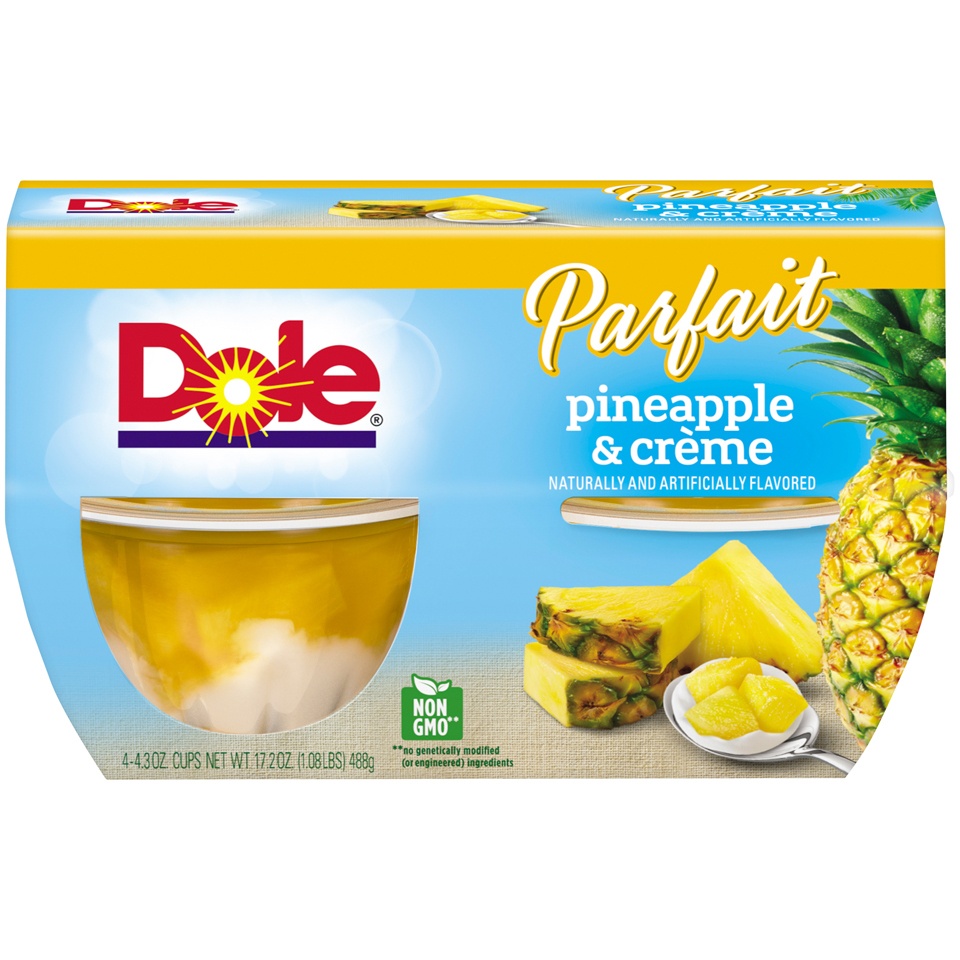 slide 1 of 8, Dole Pineapple & Cream Parfait Cups, 4 ct; 17.2 oz