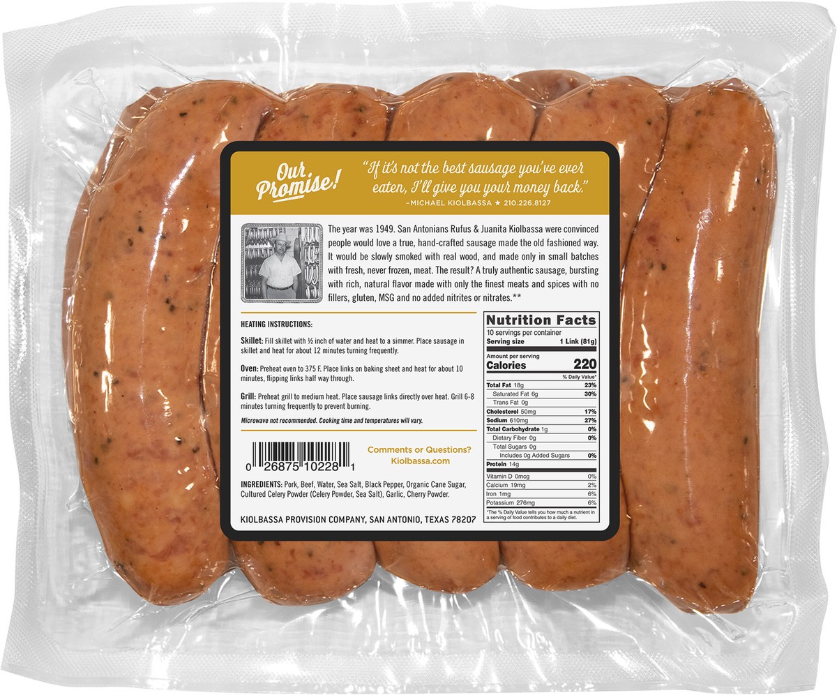 slide 5 of 6, Kiolbassa Polish Smoked Sausage, 28.57 oz