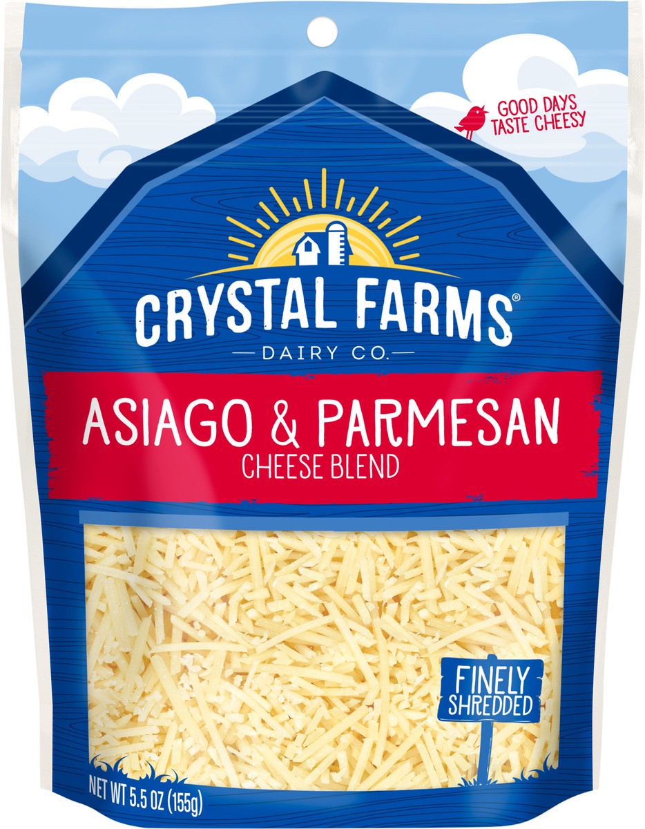 slide 6 of 6, Crystal Farms Finely Shredded Asiago & Parmesan Cheese Blend, 5.5 oz, 5.5 oz