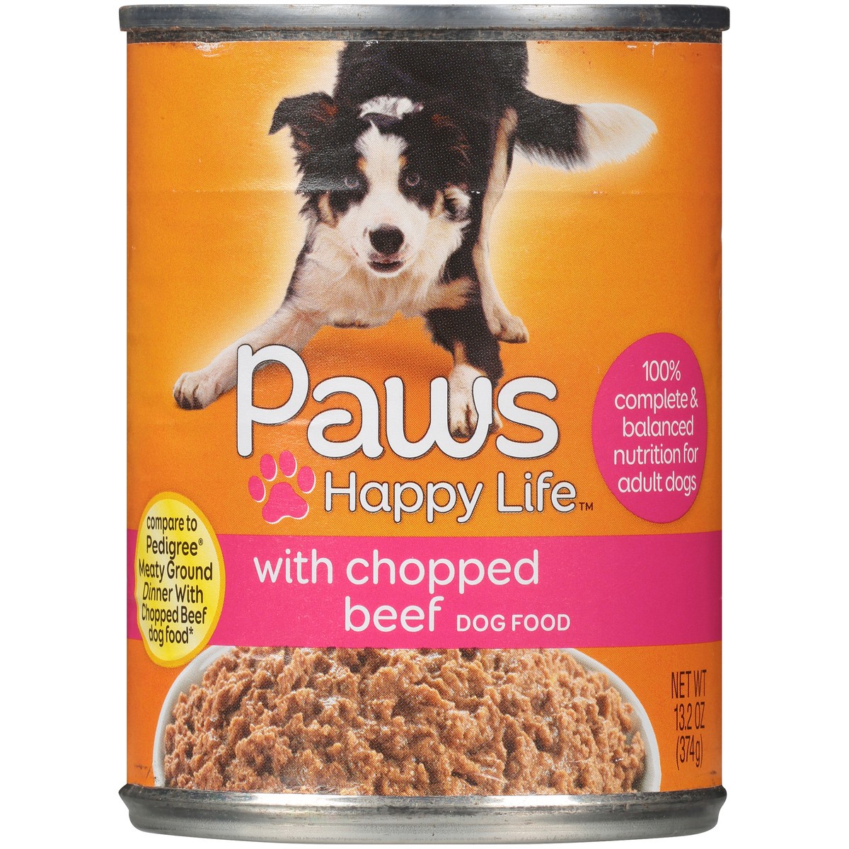 slide 2 of 9, Paws Happy Life Chopped Beef Dog Food, 13.2 oz