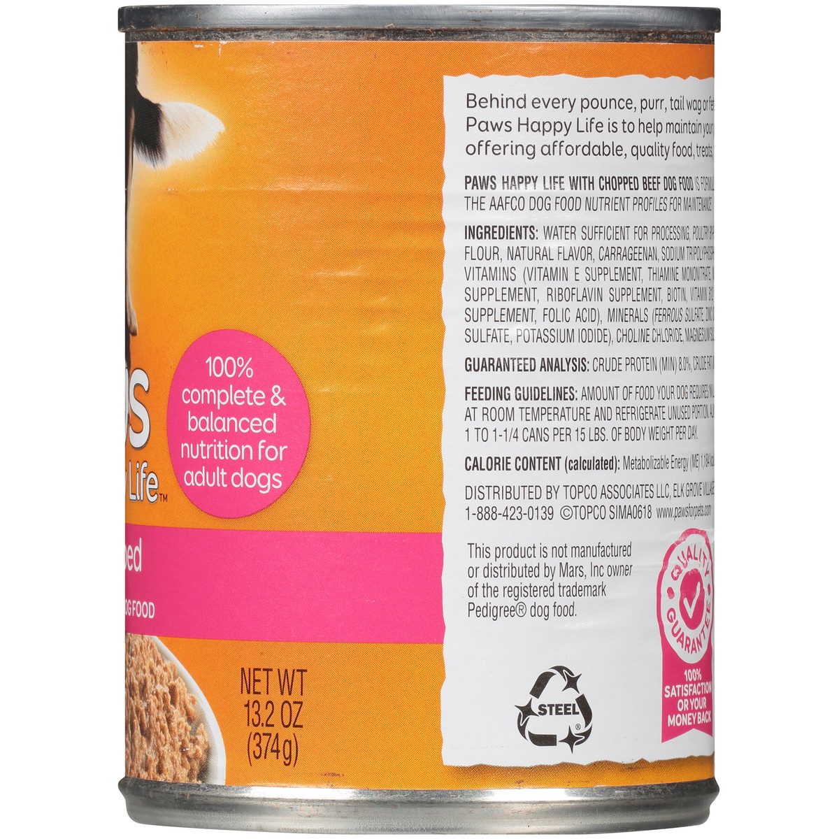 slide 3 of 9, Paws Happy Life Chopped Beef Dog Food, 13.2 oz