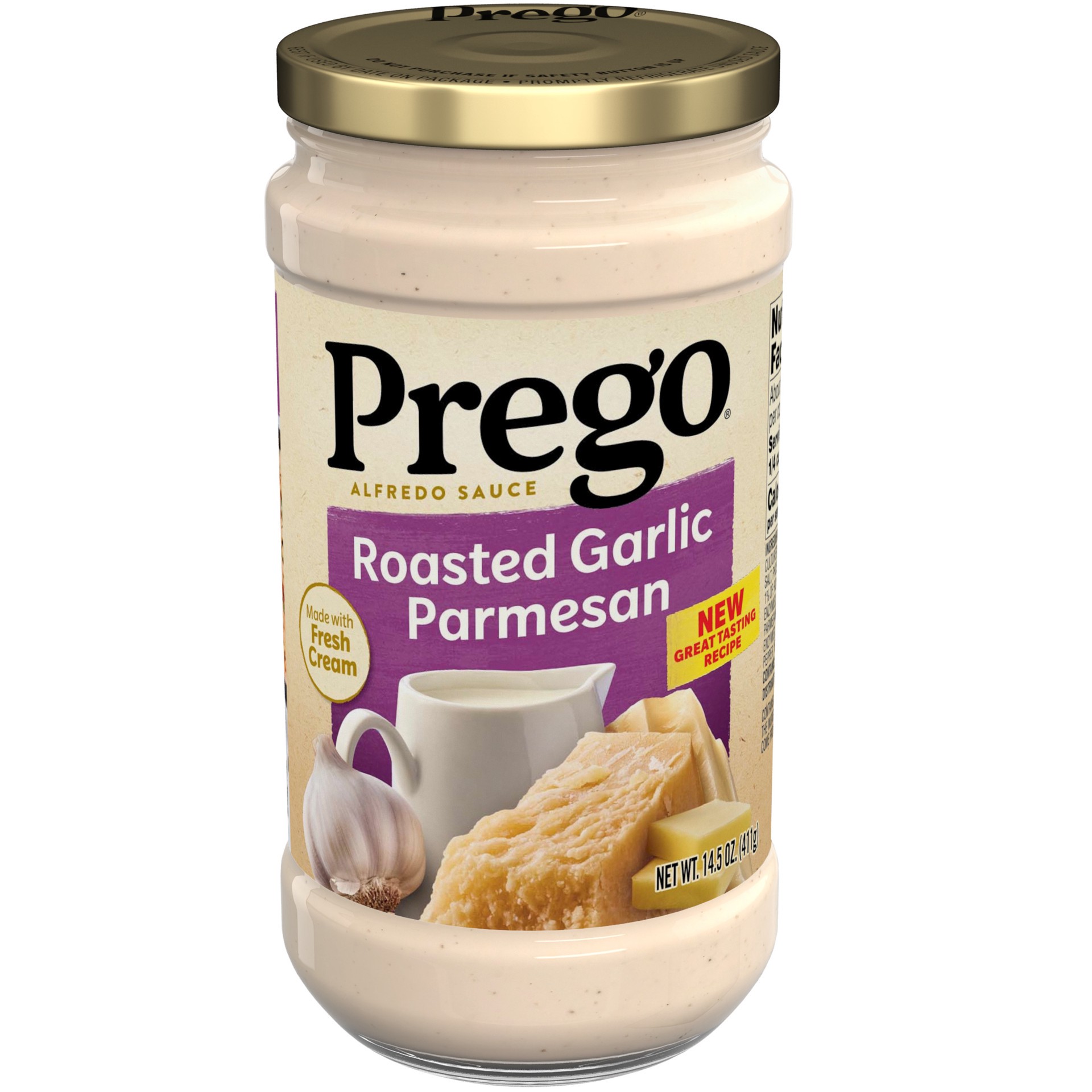 slide 1 of 5, Prego Alfredo Pasta Sauce with Roasted Garlic and Parmesan Cheese, 14.5 oz Jar, 14.5 oz
